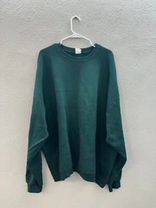 Hanes Sweatshirt Size Unknown Solid Green Fleece Long Sleeve Pullover Crewneck - Picture 1 of 9