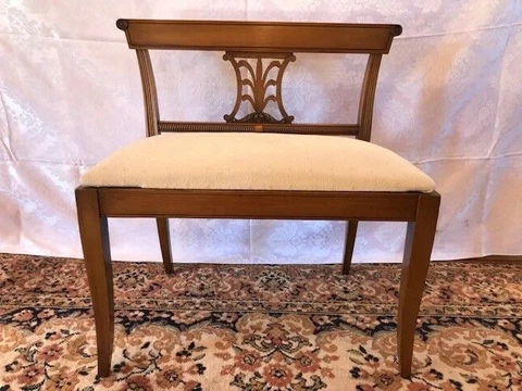 Vanity Bench Stool Antique Vintage Seat Chair Wood Upholstered Victorian Deco Cover