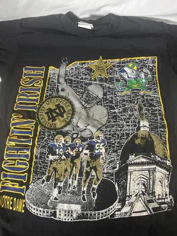 Vintage Notre Dame Fighting Irish T-Shirt Size Medium Nutmeg 90s Cover
