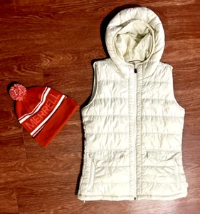Merrell Select Dry Platinum Thinsulate Cream Puffer Vest w/Hat Women’s Medium - Picture 1 of 5