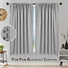 Slot Top Pom Pom Blackout Curtains for Bedroom Thermal Insulated Curtain Drapes