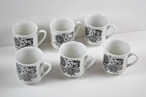 Grindley Ironstone Coffee/Tea mugs Set of 6 -Black & White - Picture 1 of 7