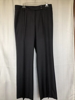 Women's Pants BOGARI Gray pin-stripe Pockets Professional Flared-leg 31.5"L SZ12 - Image 1 of 4