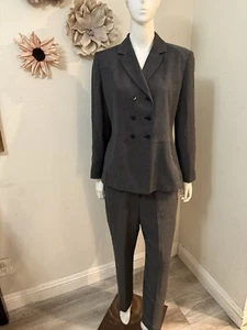 Larry Levine Petite Suits Gray Lined Pants & Career Office Blazer Jacket 12P - Picture 1 of 20