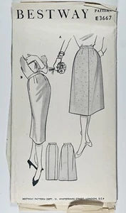 1950's Vintage Pattern Bestway E3667 Misses Straight or A Line Skirt Waist - Picture 1 of 5