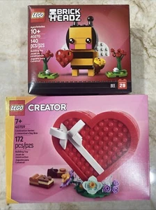 LEGO Retired Brickheadz Valentine Bee 40270 + Creator Chocolate Heart Box 40759 - Picture 1 of 14