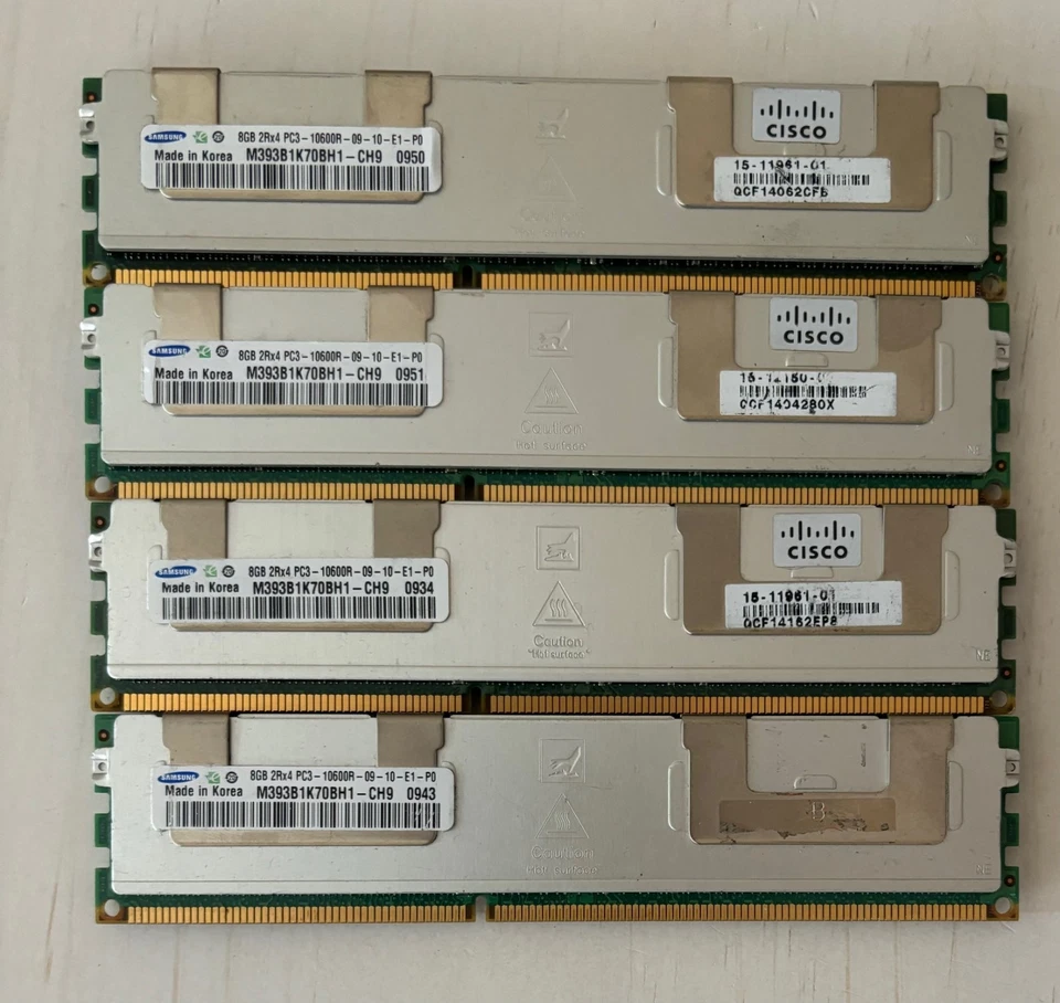 32GB (4 x 8GB) Samsung M393B1K70BH1-CH9 8GB PC3-10600R Server RAM Memory - Image 1 of 1