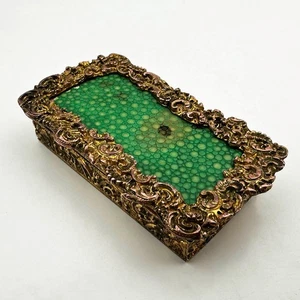 ANTIQUE SNUFF BOX COPPER GILT & SHAGREEN - Picture 1 of 9