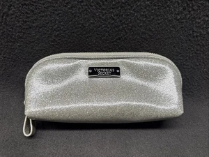 Victoria Secret Silver Glitter Cosmetic Bag Makeup Small 8" Glasses Cards - Picture 1 of 6