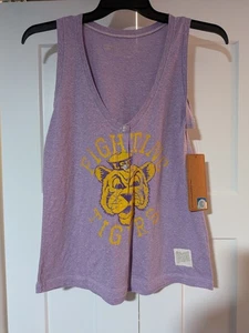 The Original Retro Band Tank Top Women's Size L Purple LSU Henley V-neck Buttons - Picture 1 of 9
