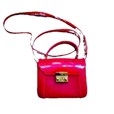 FURLA MINI HOT PINK JELLY PURSE CROSSBODY 6in x 6in MADE IN ITALY BARBIECORE - Image 1 of 4