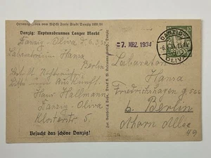 Ganzsache Danzig HP1 30 Danzig Neptunsbrunnen Langer Markt echt gelaufen WHW - Bild 1 von 2