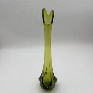 Vaso vintage vichingo vetro oscillante piombato verde 14" - Foto 1 di 7