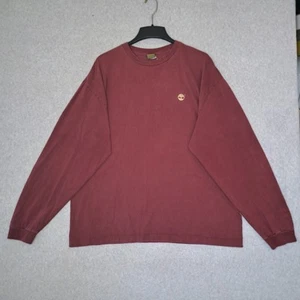 VTG Timberland Mens XL Long Sleeve T Shirt Crew Back Logo Print Red  - Picture 1 of 15