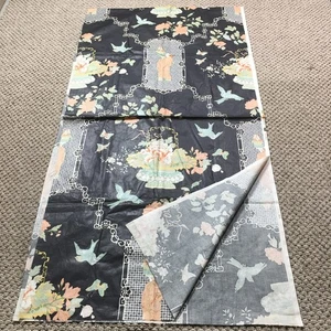 Vintage Oriental Silk Fabric Sheet 26x108 inches Asian Style Flowers Birds - Picture 1 of 7