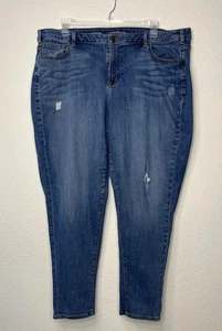 Lane Bryant Damen Übergröße 24 Boyfriend Jeans blau Denim mittlere Waschung distressed - Bild 1 von 13