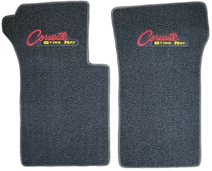 Alfombrillas Corvette 1963-67 hechas en Estados Unidos 80/20 bucle + azul marino oscuro + logotipo Stingray - Imagen 1 de 5