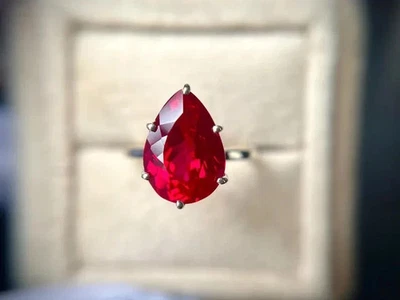 2.70 Ct Oval Cut Natural Ruby & Engagement Ring 14K Solid White Gold Foto 1 de 4