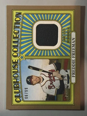 Freddie Freeman 2021 Topps Heritage Gold /99 Game Used Jersey Relic SP Clubhouse - Image 1 of 3