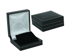 Black Leatherette & Velvet Earring Earrings Gift Presentation Box Brand New - Picture 1 of 3