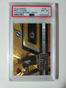 2005 Zenith Brett Favre CANTON BOUND GOLD /100 card #CB-1 graded PSA 8 POP 2 - Picture 1 of 2