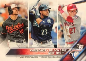 MIKE TROUT / CHRIS DAVIS / NELSON CRUZ Home Runs League Leaders - 2016 Topps #26 - Picture 1 of 2