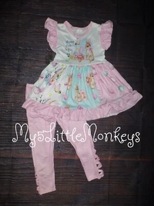 NEW Boutique Easter Bunny Rabbit Tunic Dress & Leggings Girls Outfit Set - Picture 1 of 6