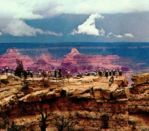 Grand Canyon National Park AZ Mather Point Lookout Area Vintage Postcard - Picture 1 of 4