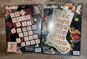TWO Bucilla Counted Cross Stitch Kits Christmas Alphabet Stocking & 26 Ornament - Picture 1 of 5