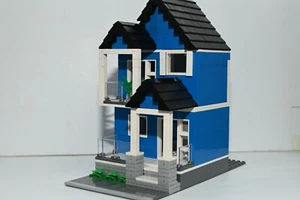Brick House Blue Modular City Custom Model Built with Bricks - Picture 1 of 5