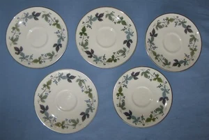  5 Royal Doulton Burgundy Coffee Saucers Plates 6-1/4" Green Leaves Grapes EUC - Picture 1 of 11