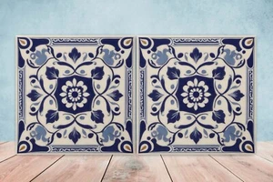 Azulejos de pared de cerámica griega - Juego de 2 azulejos de arte de cerámica para salpicadero de cocina para baño - Imagen 1 de 3