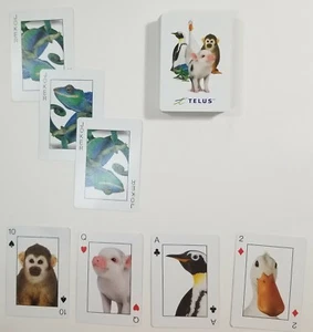 Vintage Playing Card Deck Telus Critters Images Pig Monkey Penguin Duck   PL1 - Bild 1 von 7