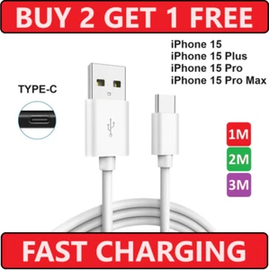 1m 2m 3m extra long USB C cable Charger for Apple iPhone 15 15pro 15promax - Picture 1 of 11