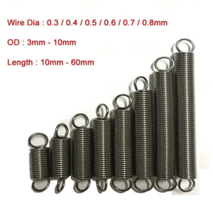 10Pcs 304 Stainless Steel Expansion Extension Tension Spring Wire Dia 0.3-0.8mm - Picture 1 of 4