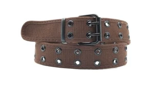 Herren brauner Stoffgürtel zwei Metallhalter mit schwarzer Schnalle XL 42 - 44" #2014 - Bild 1 von 3