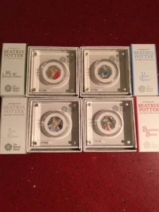 Beatrix Potter 2017 set of 4 SILVER PROOF coins from the Royal Mint brand new. - Picture 1 of 9