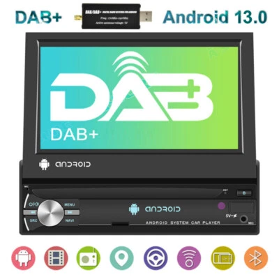 Mit Free DAB+ Antenne 1 DIN 7" Android 13 Autoradio GPS NAVI WIFI BT MP5 Player - Bild 1 von 4