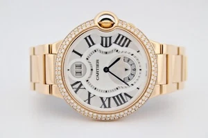 RELOJ CARTIER BALLON BLEU DUAL TIME 38 MM ORO ROSA 18K DIAMANTES DE FÁBRICA WE902019 - Imagen 1 de 12