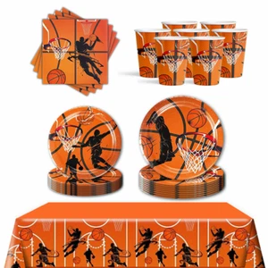 Basketball Theme Party Tableware Plates Cups Napkins Tablecloth - Picture 1 of 8