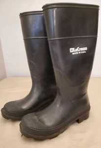LaCrosse Men's Black Tall Pull On Rubber Rain Boots Sz 7 Women's Sz 8 - Picture 1 of 11