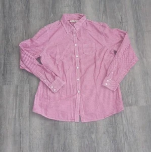 LL Bean Shirt Mens Medium Red Checked Button Down Outdoor Classic Comfort - Picture 1 of 10