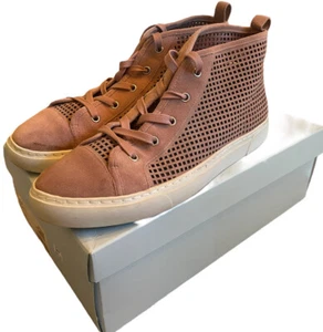 1 STATE Dulcia Cutouts Suede High Top Sneakers Blush Pink WOMEN'S 10M Perforate - Picture 1 of 14