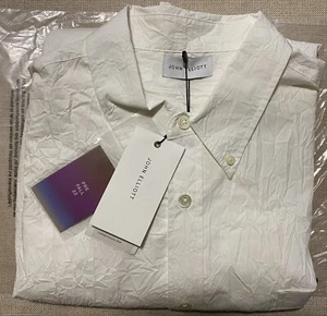 John Elliott Crinkled Kimono Shirt Size XL oversized White Long Sleeve New - Picture 1 of 16