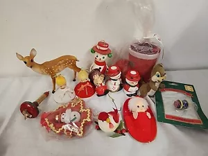 VINTAGE CHRISTMAS FELT ANGELS - SNOWMEN DECOR- PORCELAIN CANDLE HOLDERS DISNEY + - Picture 1 of 17