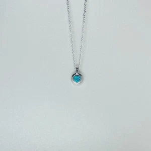 Sterling Silver Synthetic Opal Heart Pendant - Picture 1 of 6