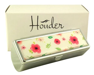 Lippenstift Etui mit Spiegel Geldbörse Reise Halter Make-up Organizer Blume Geschenk Metall - Bild 1 von 5