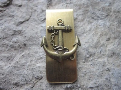 ANCHOR GOLD PLATED BRASS MONEY CLIP - FATHER'S DAY - NAUTICAL - NAVAL - NAVY - Image 1 of 2