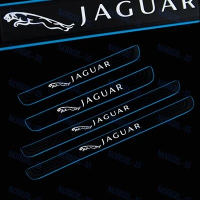 Juego de 4 piezas de goma protector de peldaños de panel de cubierta de umbral de puerta de coche negro para Jaguar Foto 1 de 4