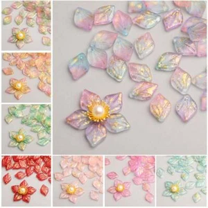 Lote de 20 cuentas colgantes sueltas de vidrio con forma de pétalo de flor de 10x14 mm - Imagen 1 de 11